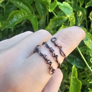 Adjustable Antique Boho Copper Beaded Woodland Ring